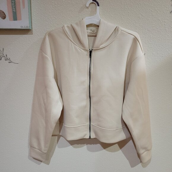 NWT a new day Women's Cream Cropped Zip Up Hoodie Jacket Size XL - Picture 1 of 5